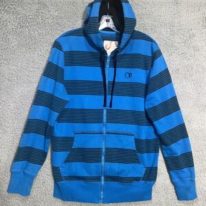 VTG OP Ocean Pacific Hoodie Men's M Blue Striped Surf Grunge Sweater 90s‎ Y2K
